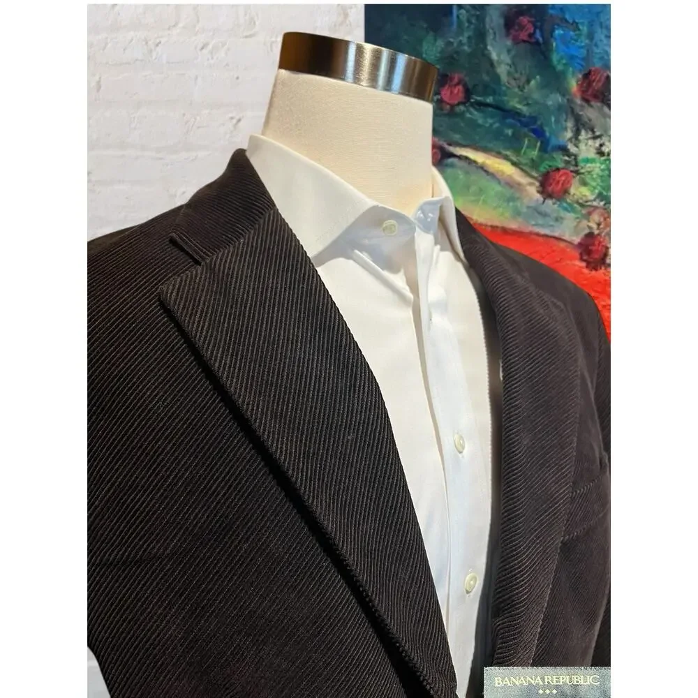 Banana Republic Mens 44S Brown Corduroy Cotton Blazer Sport Jacket 3/2 Roll